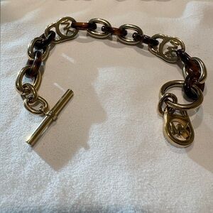 Michael Kors MK Gold tone and Tortoise Shell Link Bracelet